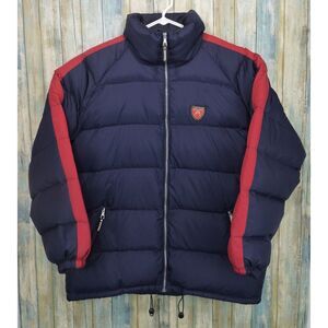 Chamonix Puffer Jacket Men's XL Navy Blue Red Stripe Down Fill Winter Coat